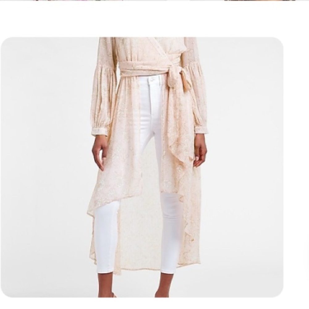 Express floral tie front high low kimono cover-up